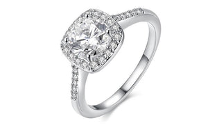 18K Gold-Plated Halo Ring Made with Swarovski Elements with Free Swarovski Elements Studs